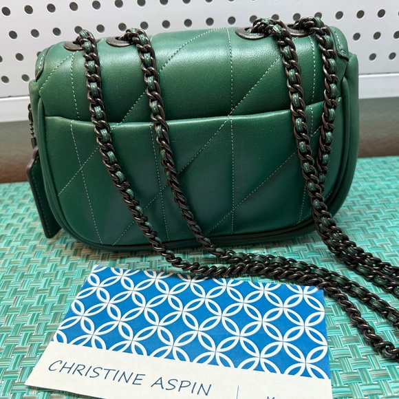 COACH Quilted Pillow Madison 18 Shoulder Bag CA086 Dark Pine/Gunmetal - Picture 4 of 13